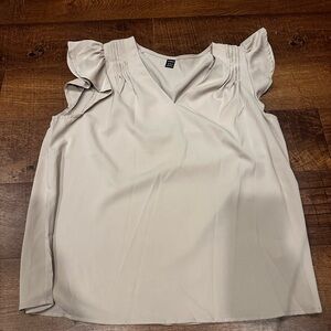 Elegant Cream Ruffle Sleeve Top